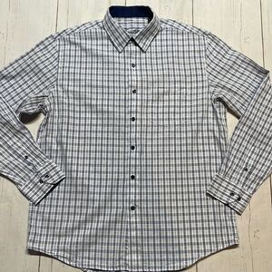 Tasso Elba men’s long sleeve button down casual shirt. Size M. Blue/white